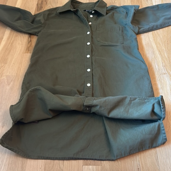 Madewell Mini Shirtdress Longsleeve Button Down with Pockets Green Women Size XS - Picture 12 of 14
